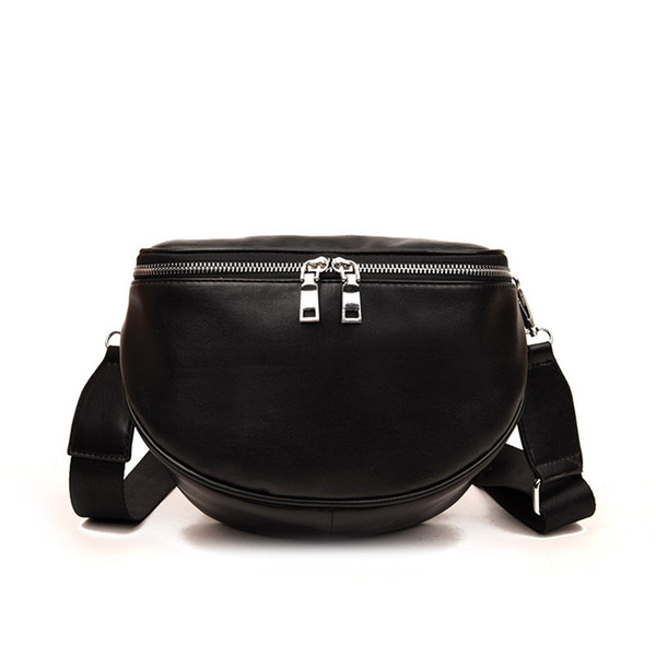 Shoulder Waist Bag for Men Women PU Leather Double Zipper Casual Messenger Bags FA$3 Women bag