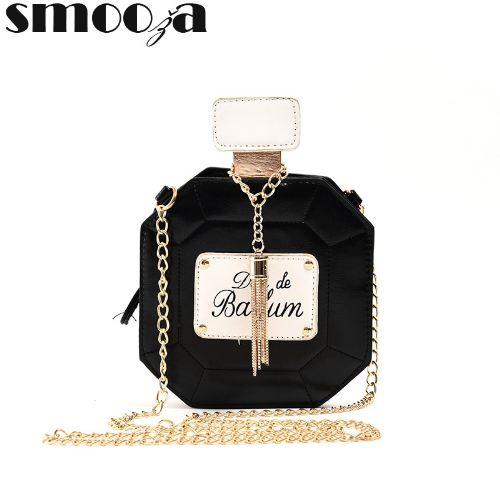 SMOOZA Leather Perfume Bottle crossbody bag Chain Mini Clutch Bag 2017 Women Handbag Fashion Party Women Evening Bags