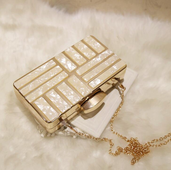 Factory brand women's bag Japan Korea trend square women handbag personality acrylic womens banquet fashion Metal Ladies chain bag