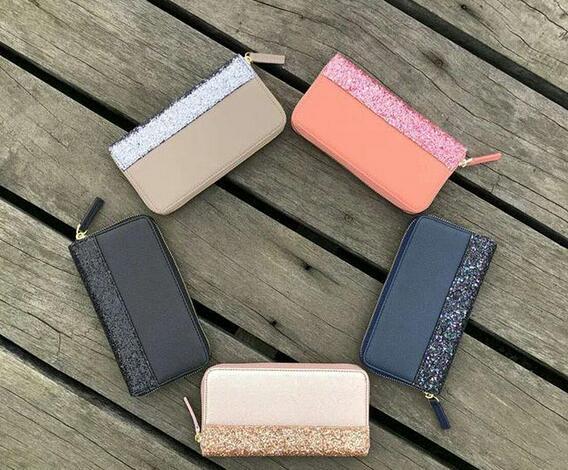 luxury wallet women long famous designer glitter wallets shining new zipper cluth bag purses 5 colors shining for women