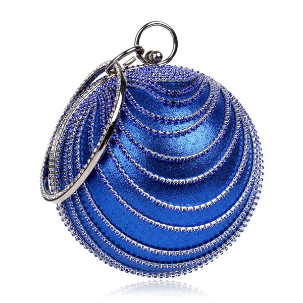 New Makeup Bag Gold Clutch Red Ball Shaped Silver Evening Bag Ladies Black Handbag Women Round Shoulder Wedding Dress Blue