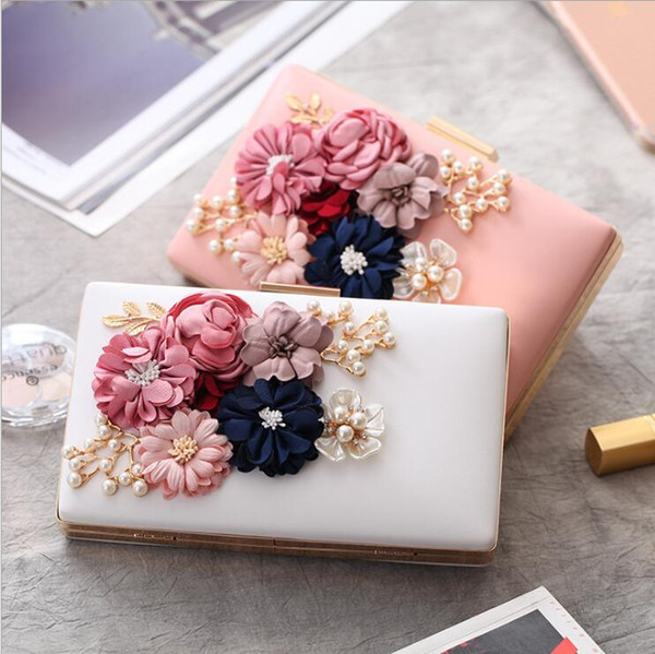 2018 high quality handmade flower evening clutch bags fashion Party Clutch Purse Wallet wedding dinner bags Free shipping