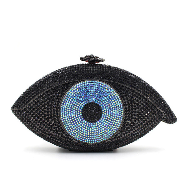 2017 New Most Of Fashion The Evil Eye Shape Crystal Evening Handbag Women Party Clutch Bag Ladies Dinner Purse With Chain