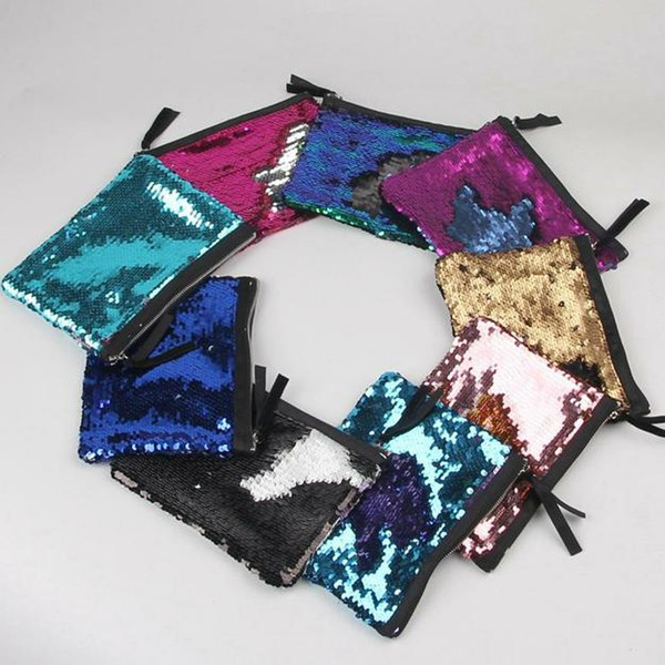 Mermaid Sequin Clutch Bag 19*15cm Women Reversible Sequins Glitter Handbag Evening Clutch Bag Wallet Purse Cosmetic Storage Bag