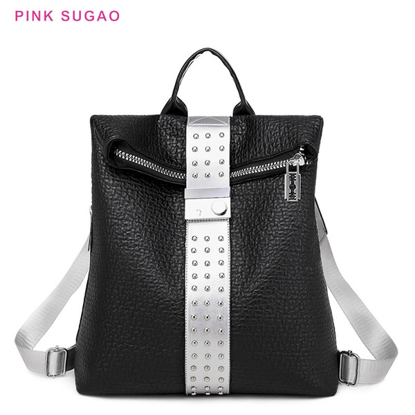 Pink sugao designer backpack women shoulder bag 2022new fashion rivet backpack black travel bag student school bag shoulder bags