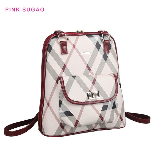 Pink sugao women backpacks new style shoulder bag designer backpack hot sales school bag pu leather lady shoulder bag wholesales