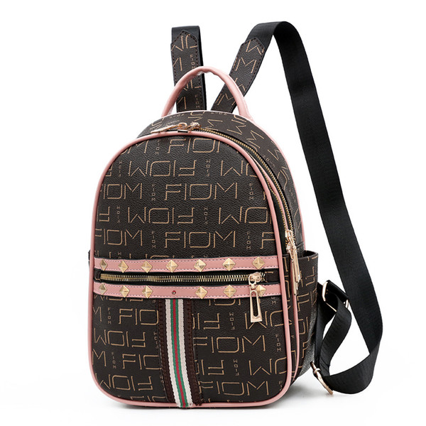 Pink sugao women backpack new fashion BHP backpacks designer pu leather shoulder bag student school bag with rivet casual backpacks