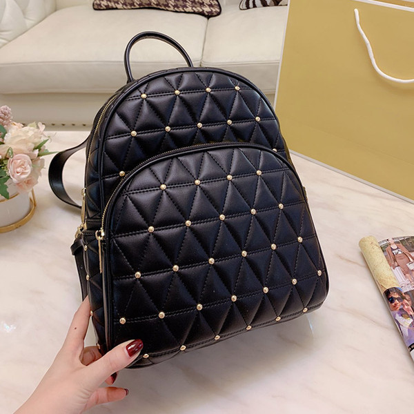 designer backpack Rivet backpack Diamond Lattice women Portable Travelling Bags school bags big capacity free shipping