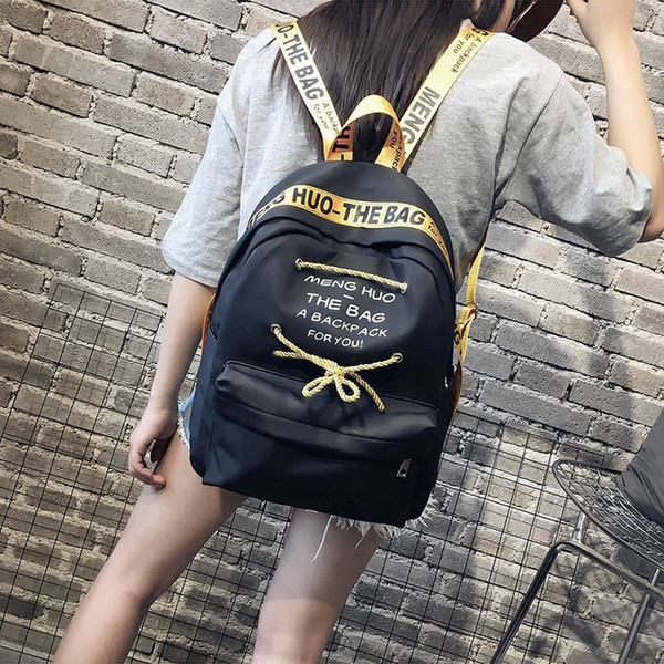 Fashion Simple Letter Backpack High Quality Rope School Laptop Backpack Female Travel Bagpack Casual Stachels Rucksack Mochila