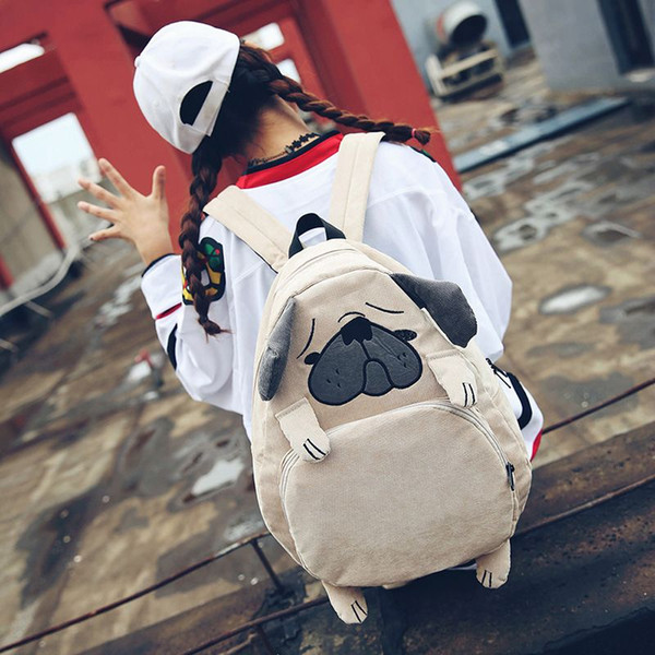 The new small and fresh cute cartoon animal double shoulder bag corduroy high capacity schoolbag student backpack