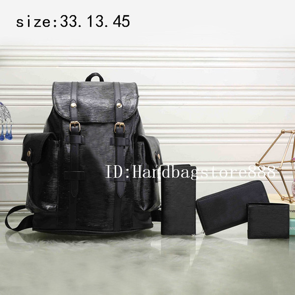 Hot sale fashion men and women famous brand big backpack luxury designer MICHAEL KALLY bags unisex PU leather traval bags 4 set purse wallet