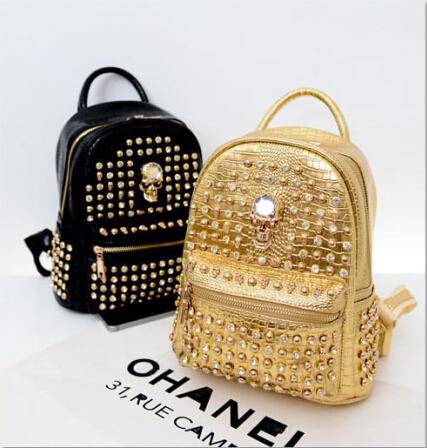 2015 double back the new Europe and the United States institute of big-name fashion rivet skeleton wind backpack bag men and women