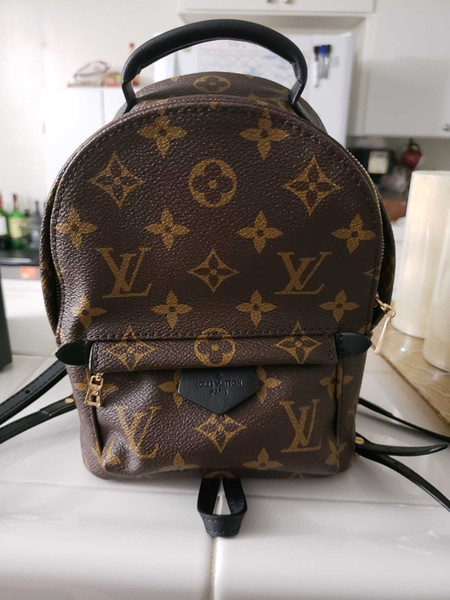 AAA Top quality Women's Palm Springs Backpack Genuine Leather Kids Backpacks Women/Men Printing Leather Mini Backpack