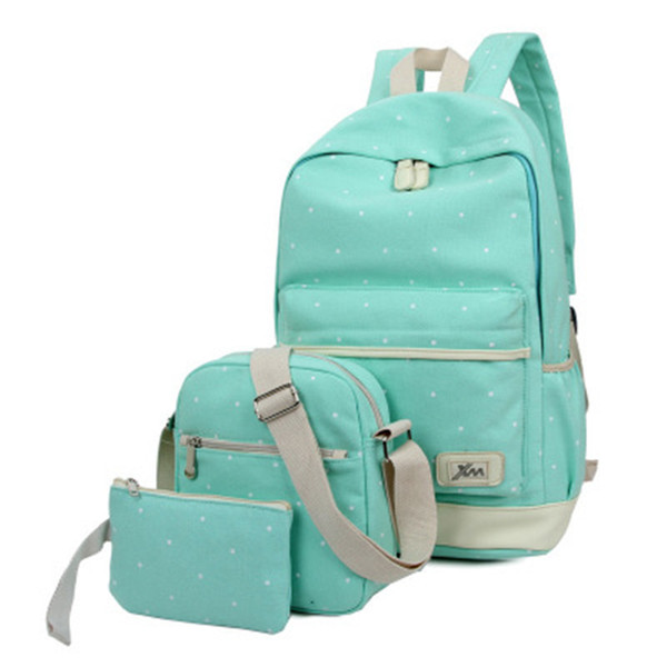 3pcs Set Fresh Canvas Women Backpack Big Girl Student Book Bag With Purse Laptop Bag High Quality Ladies School Bag For Teenager