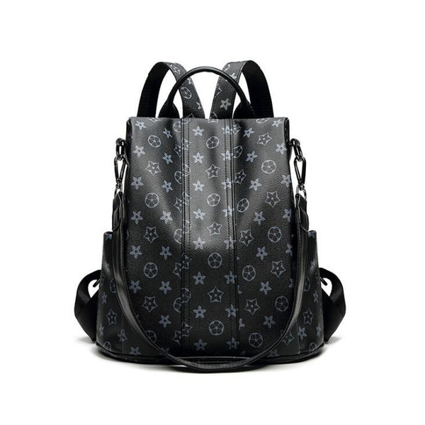 Direct brand new classic printed women backpack fashion leather anti-theft women backpack leisure travel leather backpack