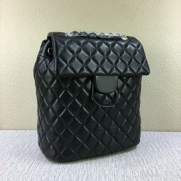 Fashion Women Lambskin Backpack Designer Letter Diamond Lattice School bags 91122 have dust bag x#116 Chains School Bags wallet