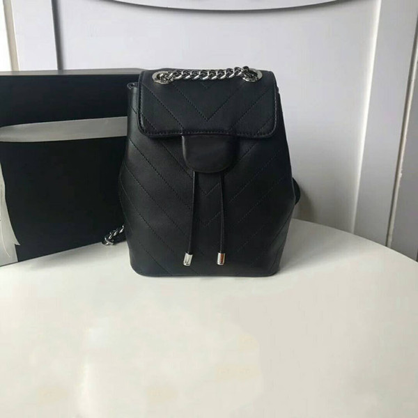 Good price2019 new leather sheepskin chain ladies flip bag V-black shoulder female bag Luxury high quality robinson convertible shoulder bag