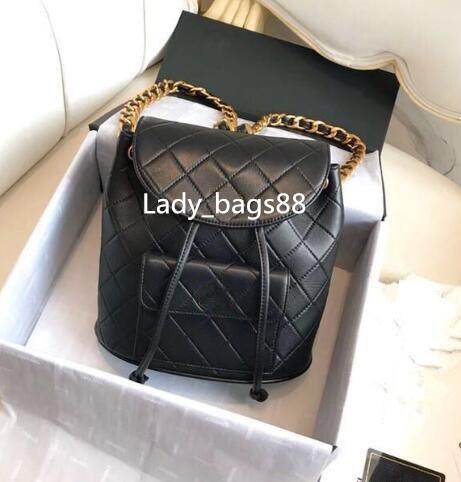 Luxury Top Quality Chain Plaid Women Backpack Genuine Leather Grid Flap Bag Designer Lady Backpacks Shoulder Handbag Back Method Purse