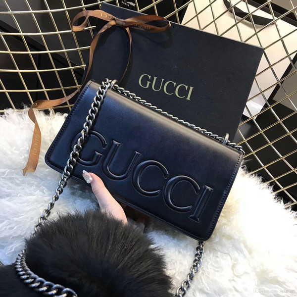 Women's Shoulder Bags 2018 Travel Pouch 20cm Fashion Chain Shoulder Bag Women PU Leather Waterproof Cosmetic Bags For Women + Dust G7730