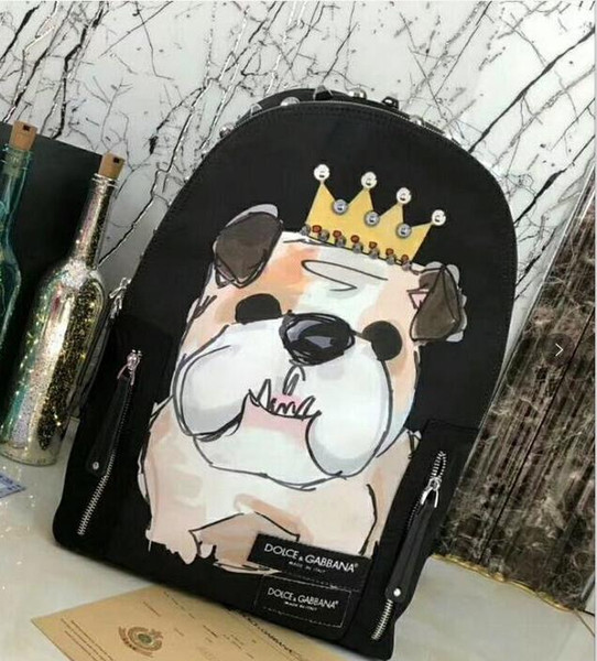 Luxury Designer Backpacks Men Double Shoulders Bag With Branded Letters Women Bags Fashion Brand Back Pack Rivets Animal Dog Handbags