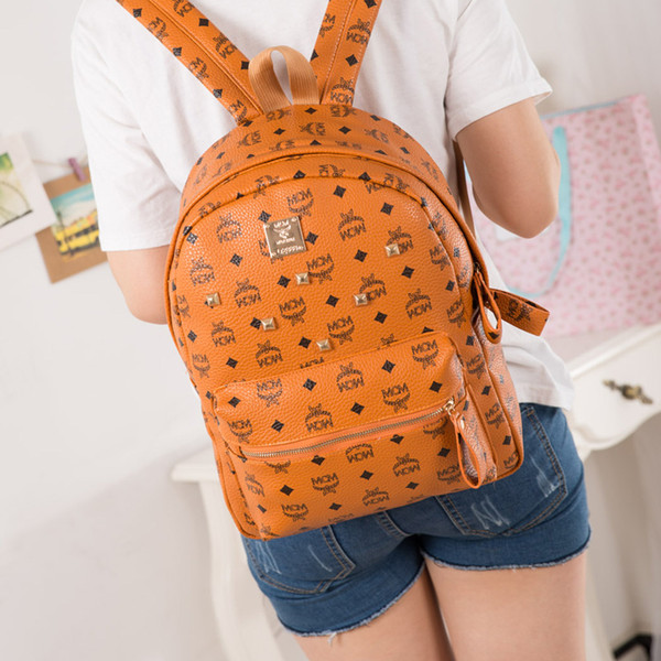Classic backpacks fashion women lady 5 colors of red, black, blue, khaki, orange rucksack bag charms