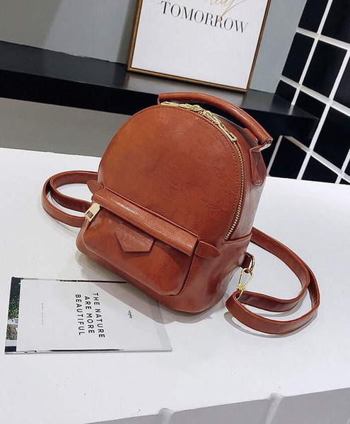 2018 PU fashionback women pack shoulder bag handbag presbyopic mini backpack messenger bag mobile phonen purse 20CM