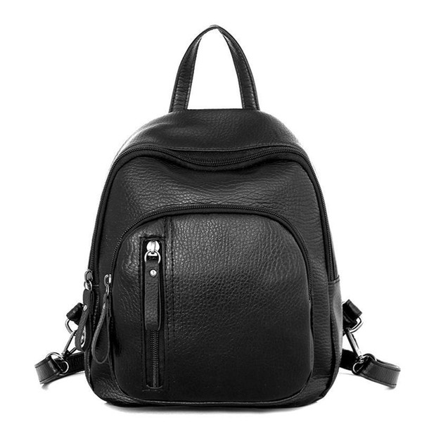 New Fashion Women Bags Solid Color Backpack Female Handbags Girl School Bags PU Leather Simple Shoulder Bag High Quality Backpack for Lady