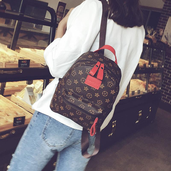 Casual PU Leather Backpacks For Teenage Girls Backpack Women Floral Retro Mochila Escolar Shoulder Bag Designer School Bags Bolsa