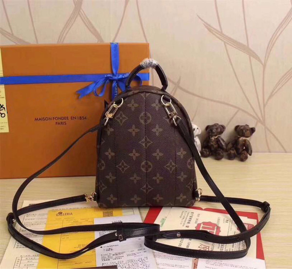 Designer Backpack NEW Bags 2019 Backpack Women Girls Versatile Fashion Casual Resin Leather Coffee Famous Brand Pattern Backpack