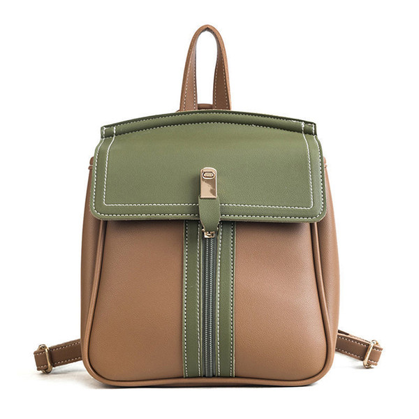 Small Fresh Stitching Contrast Color Ladies Backpack New Fashion High Quality Multi-function Leisure Wild Travel Small Backpack