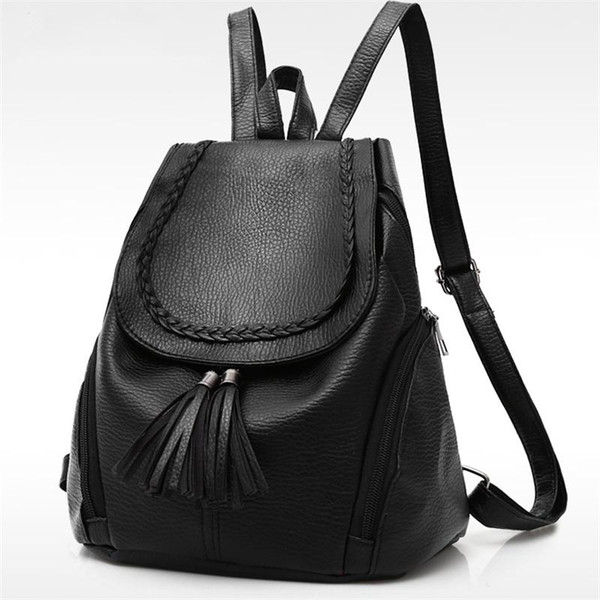2017 Early Summer New Korean Fashion Women Backpack Black Solid Travel School Bags Casual Shoulder Bag Brand Designer