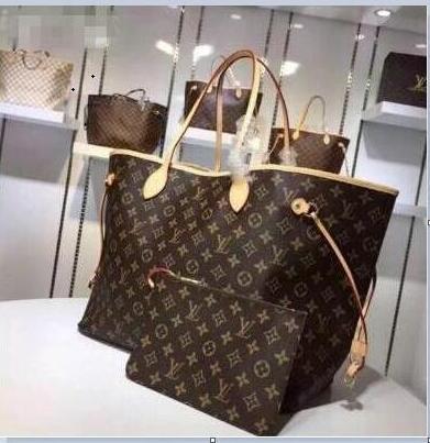 2019 Original 2018 free ship NEVER FULL cowhide leather handbags color leather shopping bag Never single shoulder bag 10