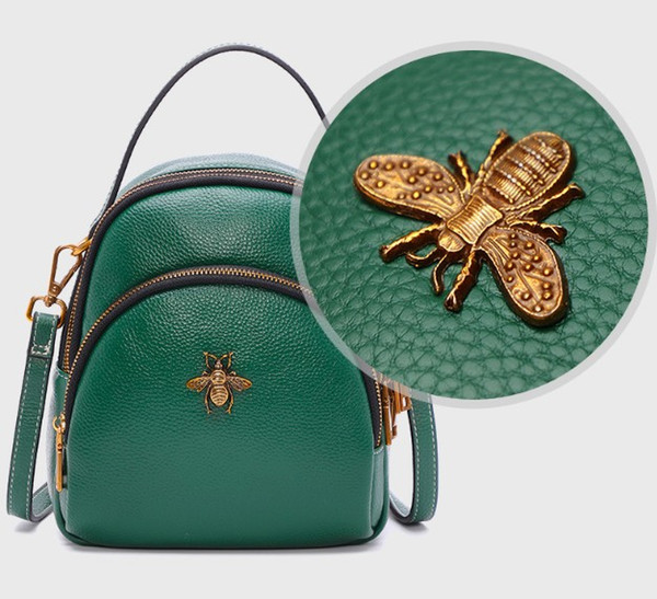 2019 Genuine Leather High Quality Luxury Brand women's Backpack famous Backpack Designer lady backpacks Bags Women bee back pack