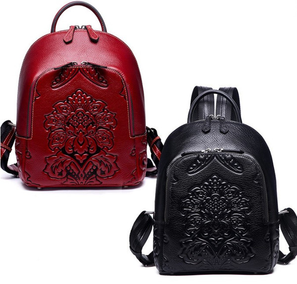 Genuine Leather High Quality Luxury Brand men women's Backpack famous Backpack Designer Printing Party Bags Women Men Black Red back pack