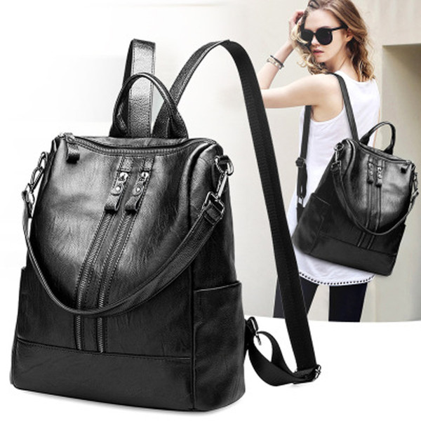 Hot Sale Backpacks Designer 2018 Fashion Women Lady Black Rucksack Bag Charms Genuine Leather High Quality Free Shipping