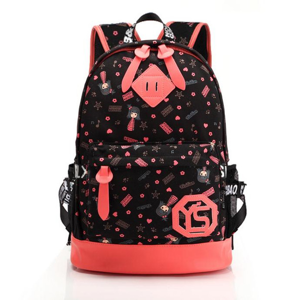 The Korean version of the new tide female BAG canvas cartoon round students college wind women's computer backpack
