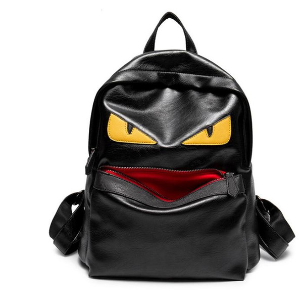 Wholesale- New Fashion Backpacks Travel Backpack Male Female School Bags For Teenagers Girl Monster PU Leather Shoulders Bag