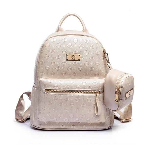 new arrival Composite Bag Embossing two-piece backpack high quality PU leather double shoulder bag for women