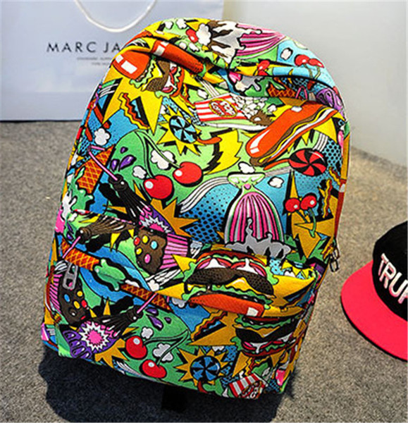 2018 new fashion and colorful graffiti backpack unisex Students Backpack Double Shoulder Bags Backpacks For School