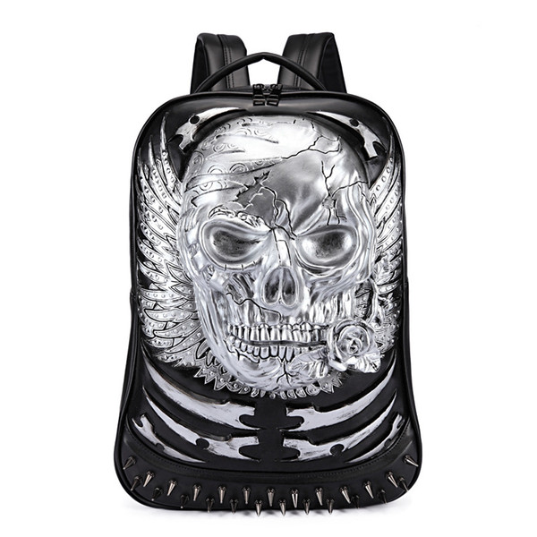 Men movement Casual tourism backpack 3D Three-dimensional Shantou outdoor personality Tide cool Creativity school bag hidden zipper pocket