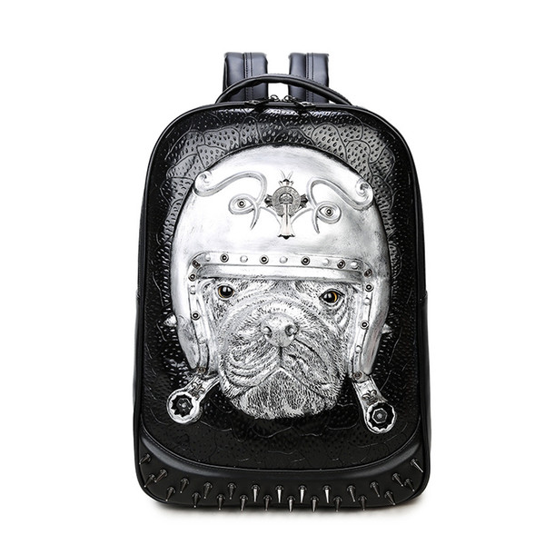 men and women movement Casual tourism backpack 3D Dogs outdoor personality Tide cool waterproof Creativity school bag hidden zipper pocket