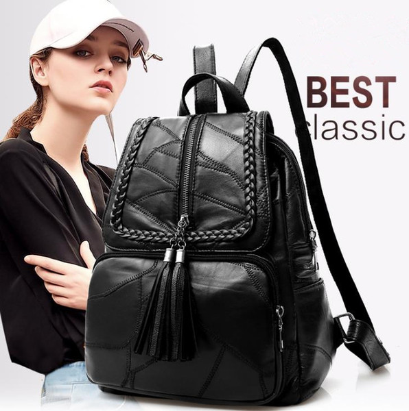 Backpack 2019 new fashion sheepskin backpack leather large capacity handbag