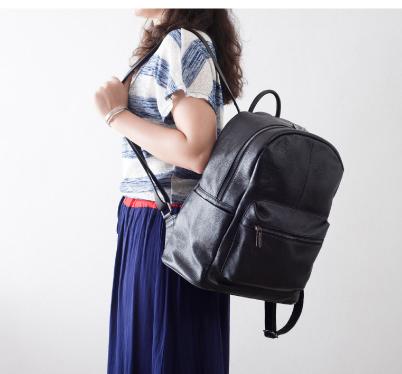 Top Layer Cowhide Backpack Men And Women Unisex Simple Style Bag Travel Soft Backpack Large Capacity Casual Vintage Outdoor Fashion Black