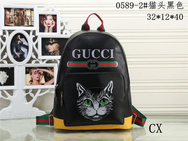 Hot 2018 Fashion Kitty Retro Backpack New Design Fashion Men's high qualit PU leather backpack Student travel bag