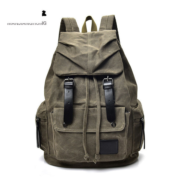 good quality Casual Men's Backpack Bag Dark Green Bag High Quality Infantry Pack Strong Canvas Rucksack Bag Wd012