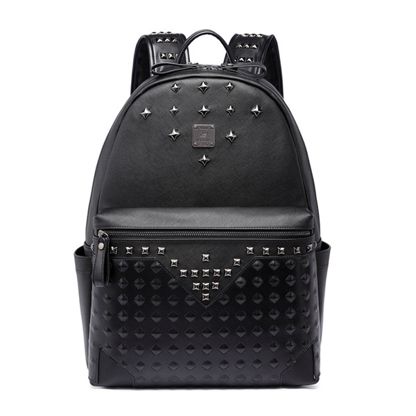 Large capacity famous designer rivet Punk style high quality men shoulder backpack school student bookbag brand daypack hot sale travel bags