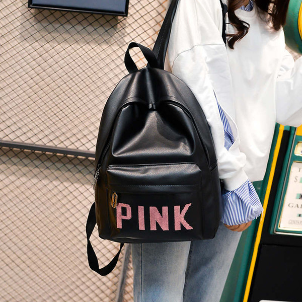 Fashion Classic BACKPACK letter PINK Shoulder Backpack Bag Fashion Secret Letter Sports girlhood Element sequins bag Love school Bag 3