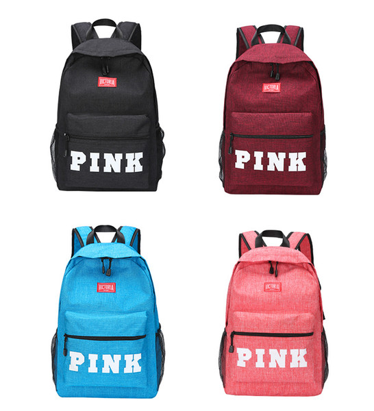 Fashion Classic BACKPACK letter PINK Shoulder cheap Backpack Bag Plain Secret Letter Sports girlhood Element Love school Bag 4 colors
