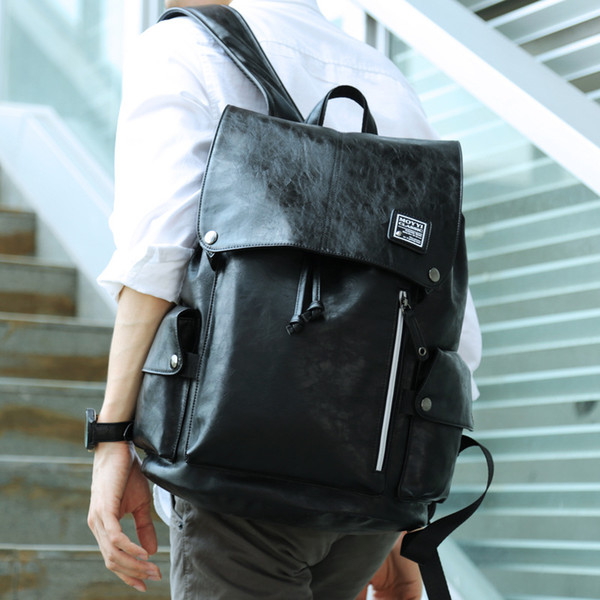 Hot Sell Fashion backpack Black men Style Double Shoulder Bags Duffel Bags PU leather School bags computer bag 42*31*17CM