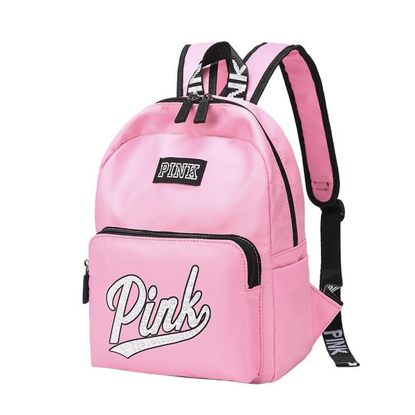 Pink Letter Backpacks Pink Sequins Backpack Canvas Travel Bags Teenager School Bags Fashion bookbags Waterproof 3 colors